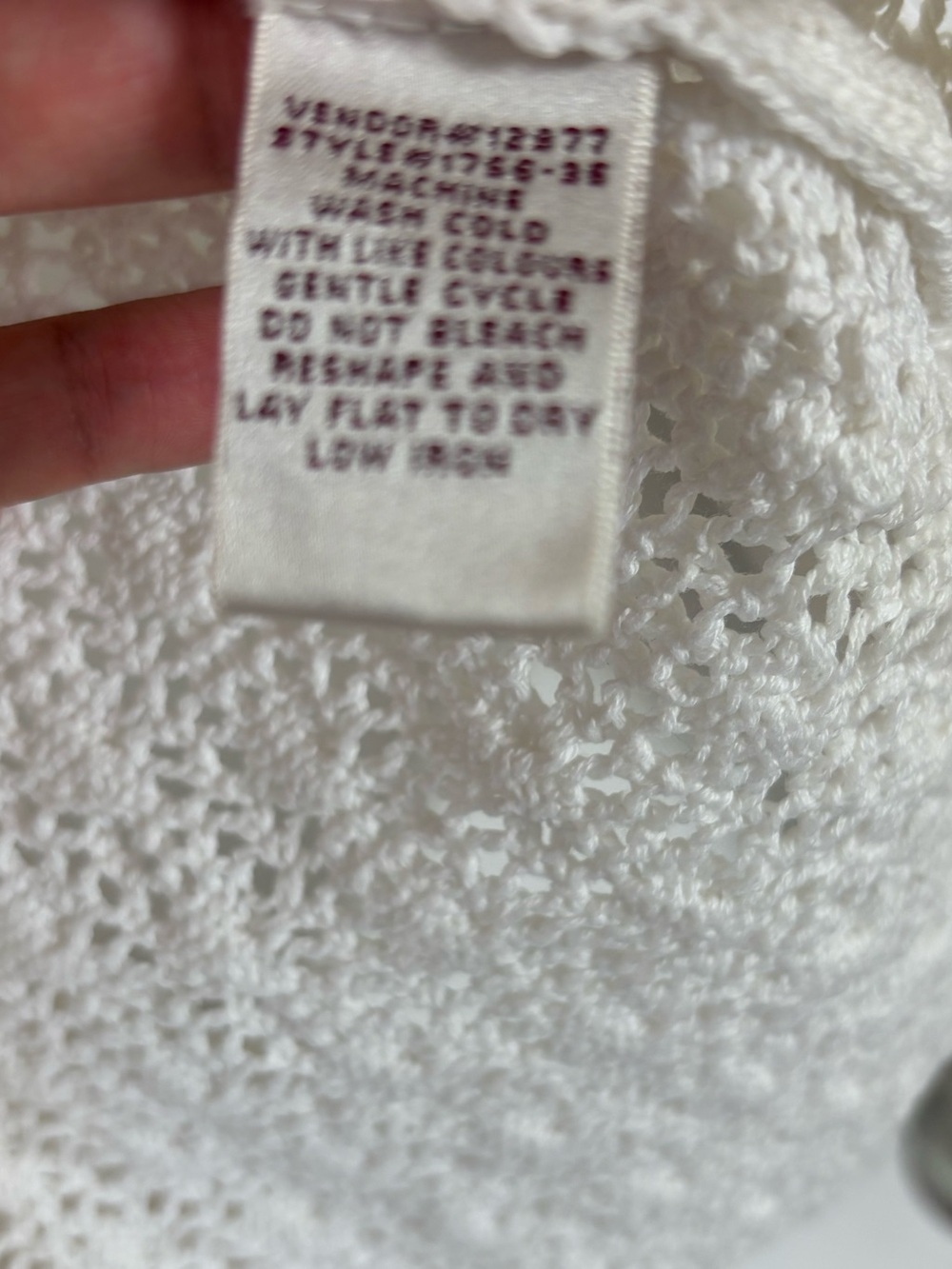 Northern Reflections White Open Knit Crochet Sweater L Cotton Boho - Picture 4 of 11
